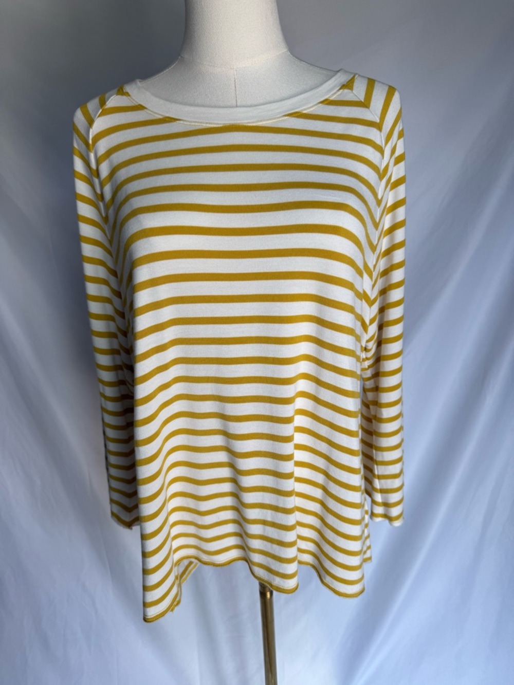 Cabi The Dreamer Striped Sweatshirt Pullover Sun Stripe Yellow White L 5929